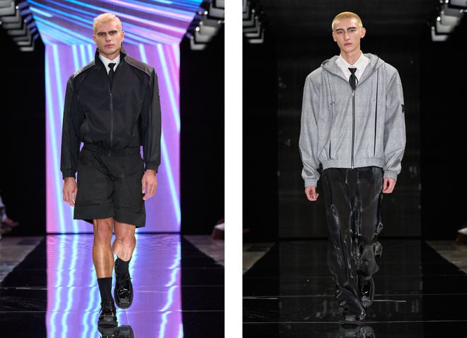 米兰时装周的最后一天一群男士占领了火车站。(图45)