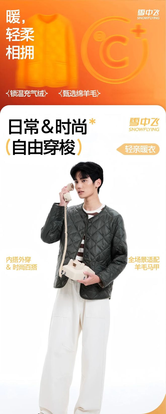 【雪中飞爆款】轻暖绵羊毛外套+绗缝马甲内外两穿防风防水保暖还时尚冬日御寒必备！(图4)